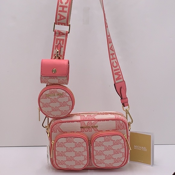 MICHAEL MICHAEL KORS JET SET CROSSBODY BAG TECH ATTACHED HANDBAG PURSE 
Tea Rose - Picture 14 of 16